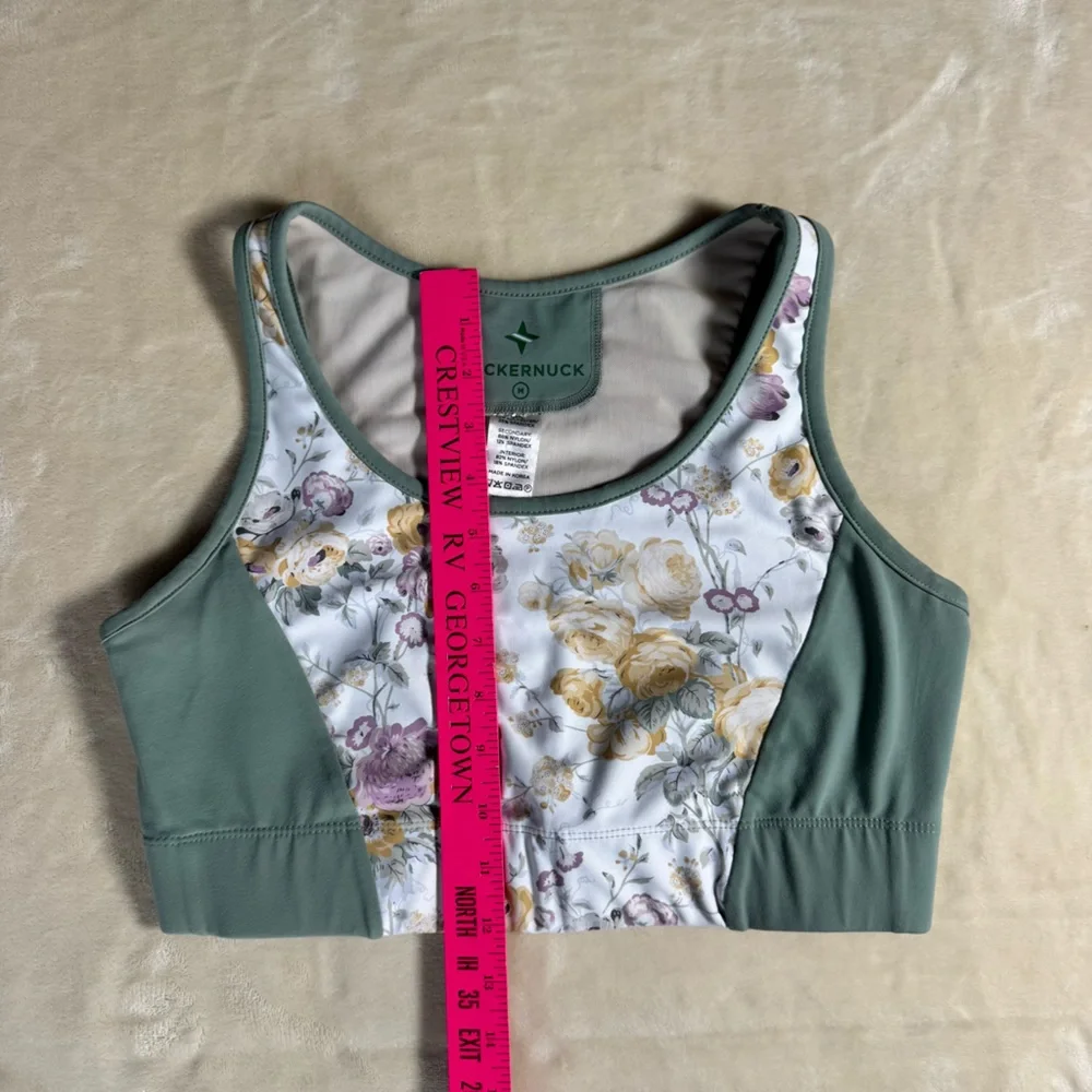 Tuckernuck Floral Activewear Set Leggings Sports Bra Sage Green Medium Matching